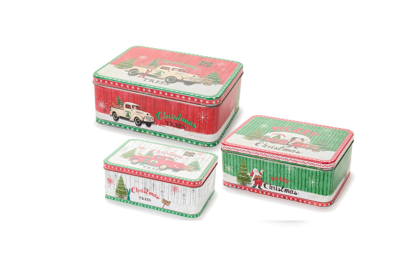 Nuvole di Stoffa Set 3 contenitori di natale in latta vintage. MIsura 29/25/22 cm