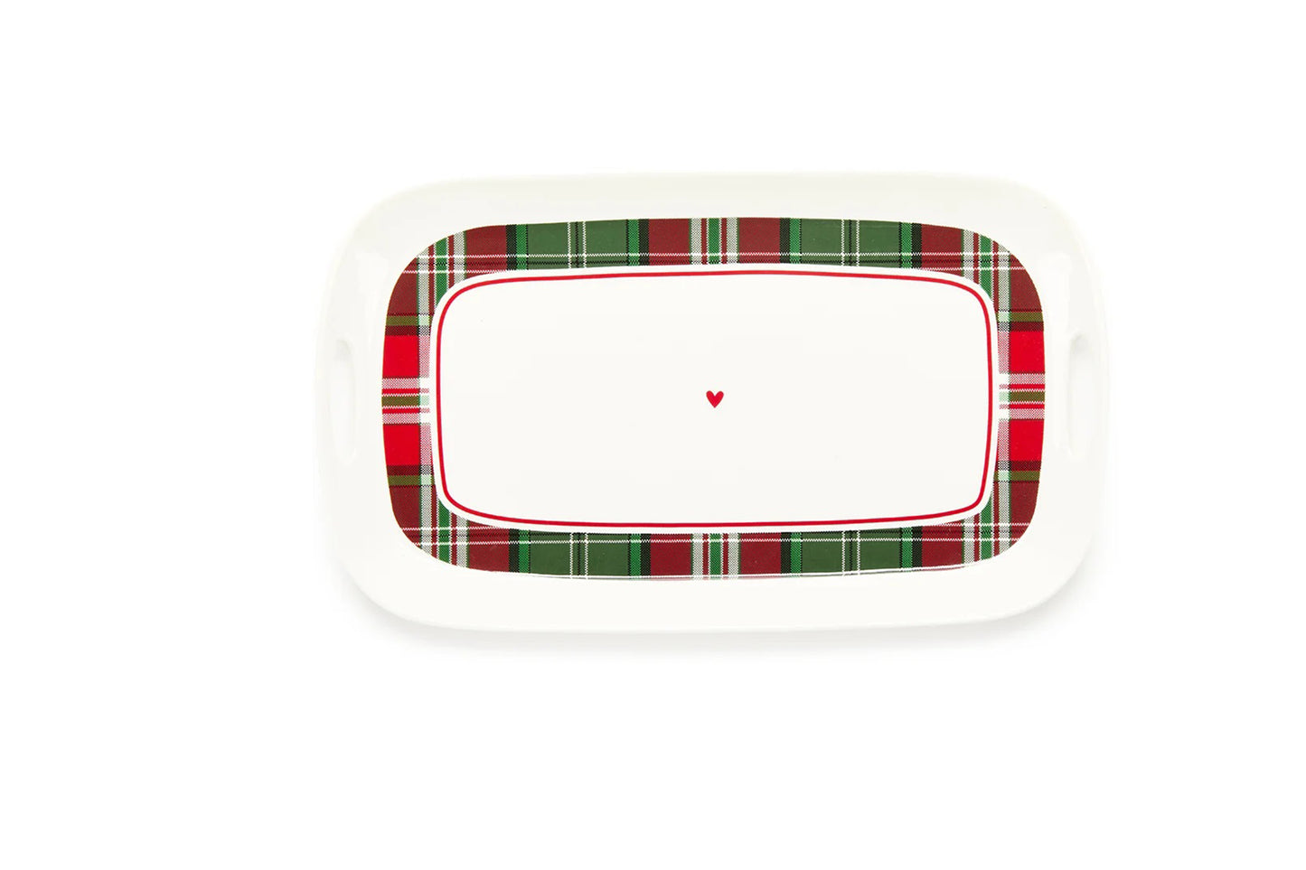 Nuvole di Stoffa Vassoio da portata rettangolare natalizio in porcellana tartan scozzese con manici "Queen Mary" 35,6x21x2,8 cm.