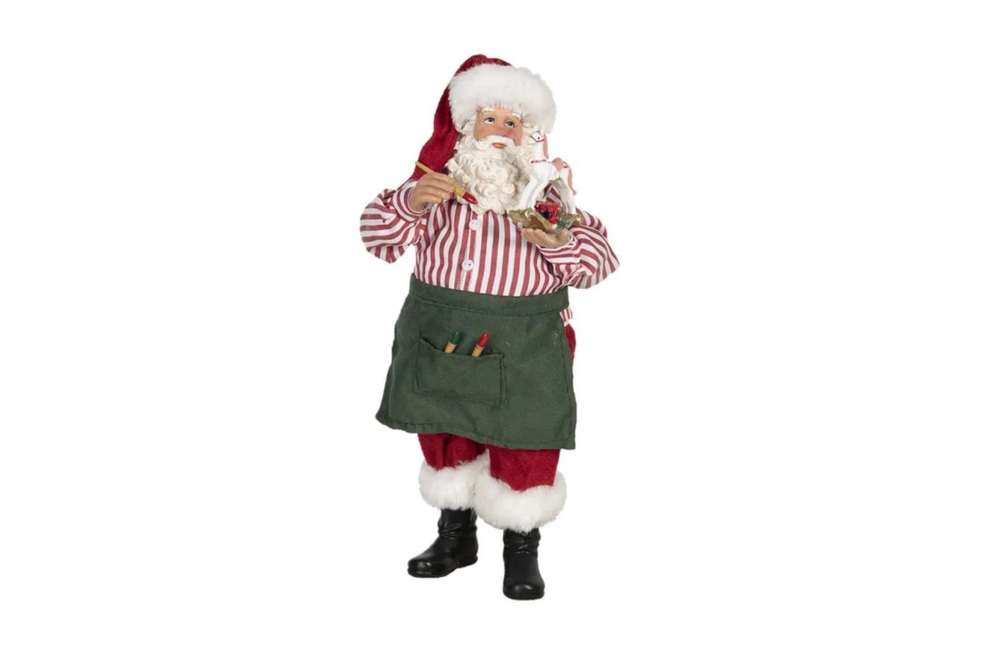 Babbo Natale con pennello e cavallino a dondolo H 28 cm