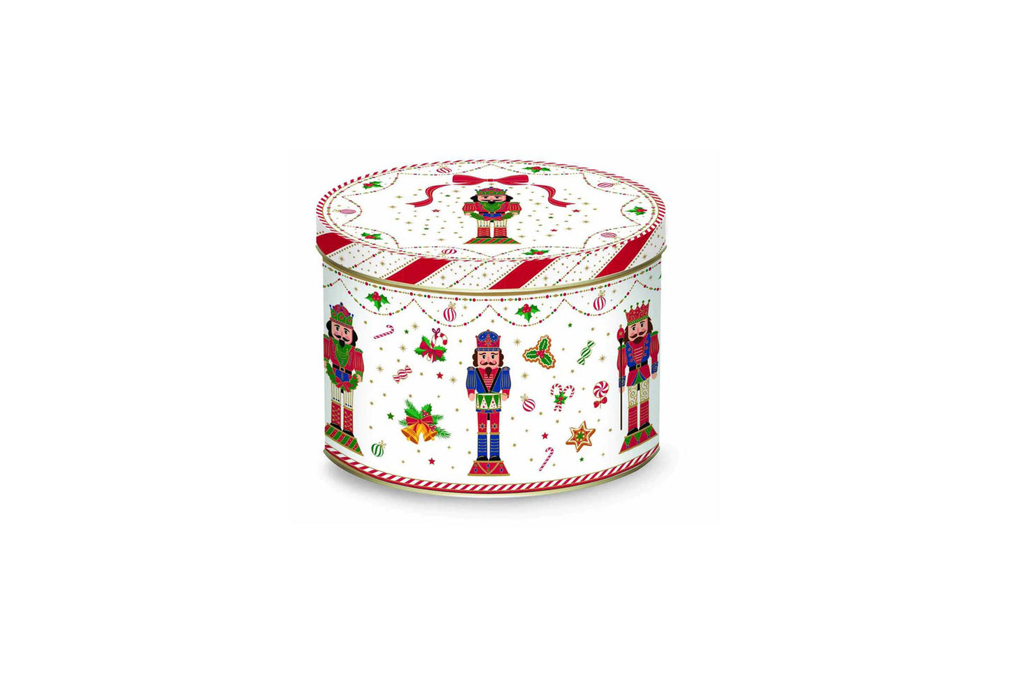 Easy Life Tazza per colazione di natale in porcellana con schiaccianoci e scatola di latta vintage della linea "Nutcracker Twist" 350 ml.