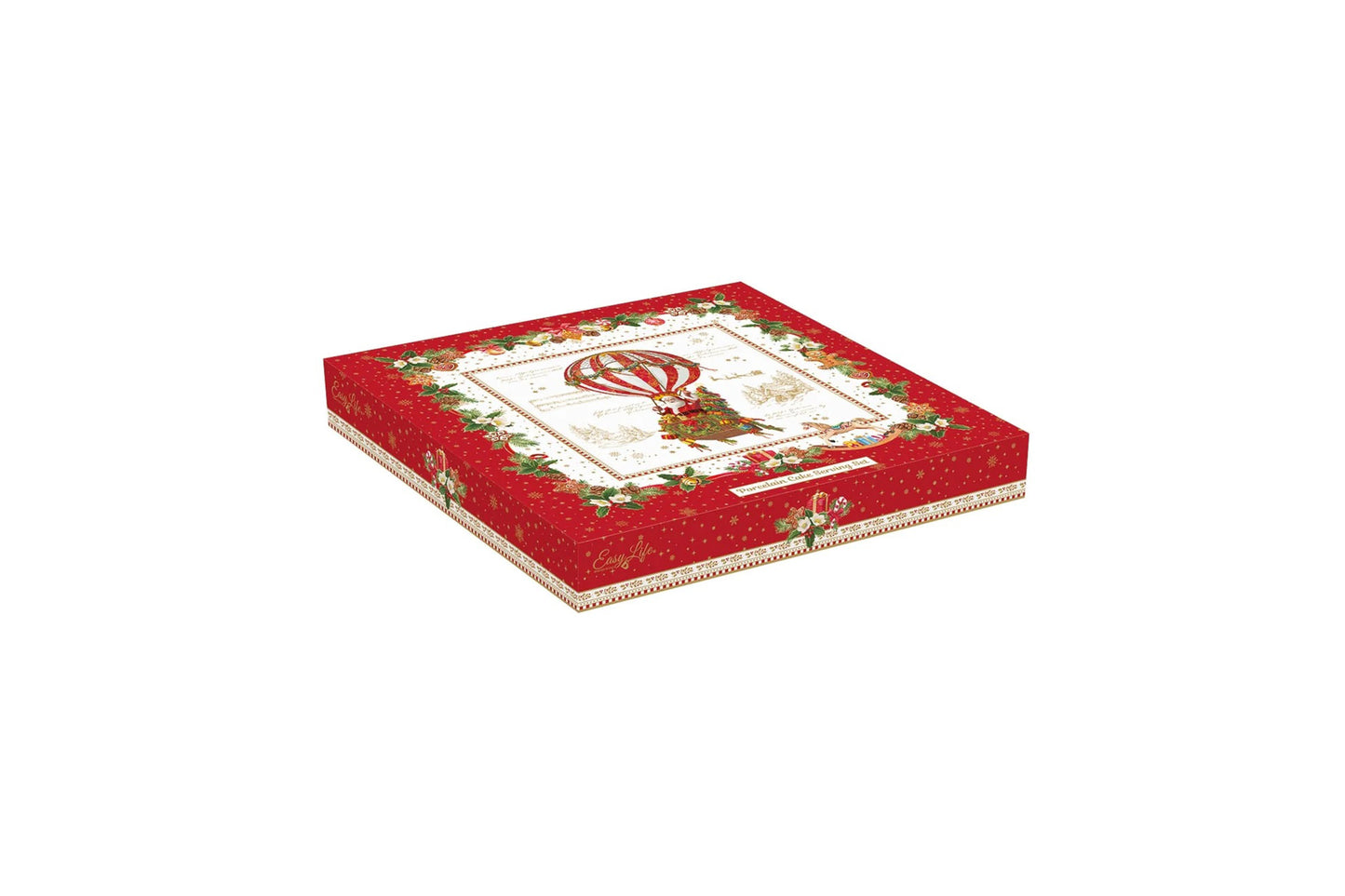 EASY LIFE Piatto torta panettone natalizio della collezione "CHRISTMAS MEMORIES" con paletta Ø32 cm