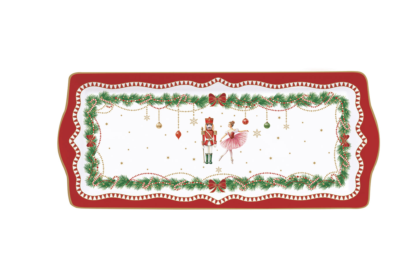 Easy Life Vassoio rettangolare in porcellana in gift box MAGIE DE NOEL 35x15 cm