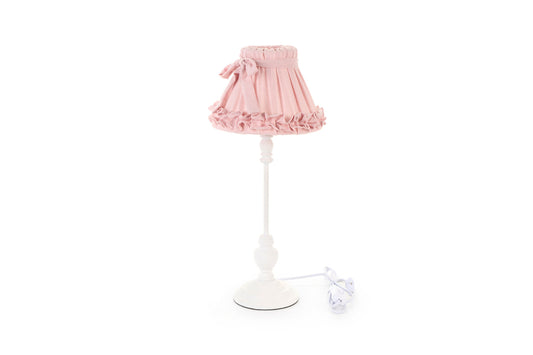 Lampada con paralume in lino  rosa ( altezza  49 cm)