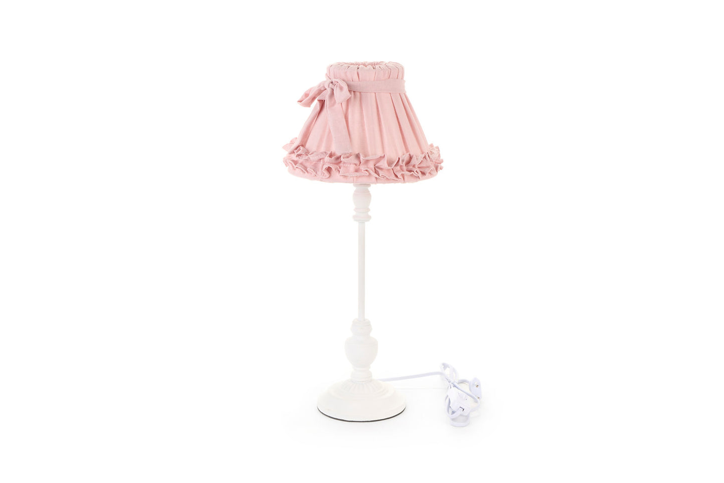 Lampada con paralume in lino rosa ( altezza 49 cm)