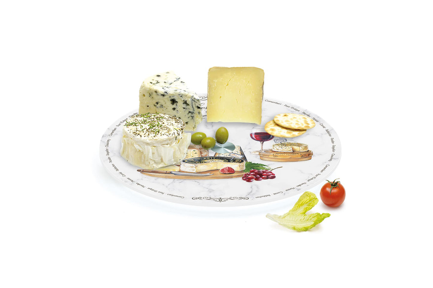 Easy Life Piatto- tagliere girevole LES FROMAGES. E' un piatto servi - formaggio girevole in vetro dal diametro di 32 cm
