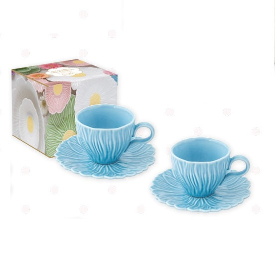 Easy Life Set due tazzine da caffè con piattino a forma di fiore 80 ml Dasy