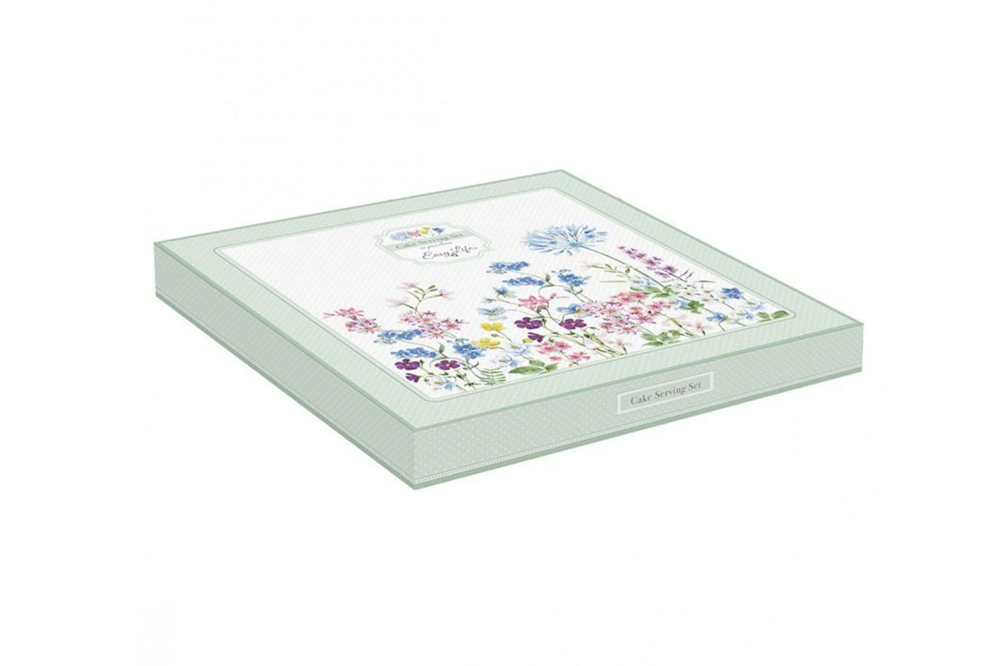 Piatto torta con paletta in porcellana della collezione Floraison di Easy Life (32 cm)