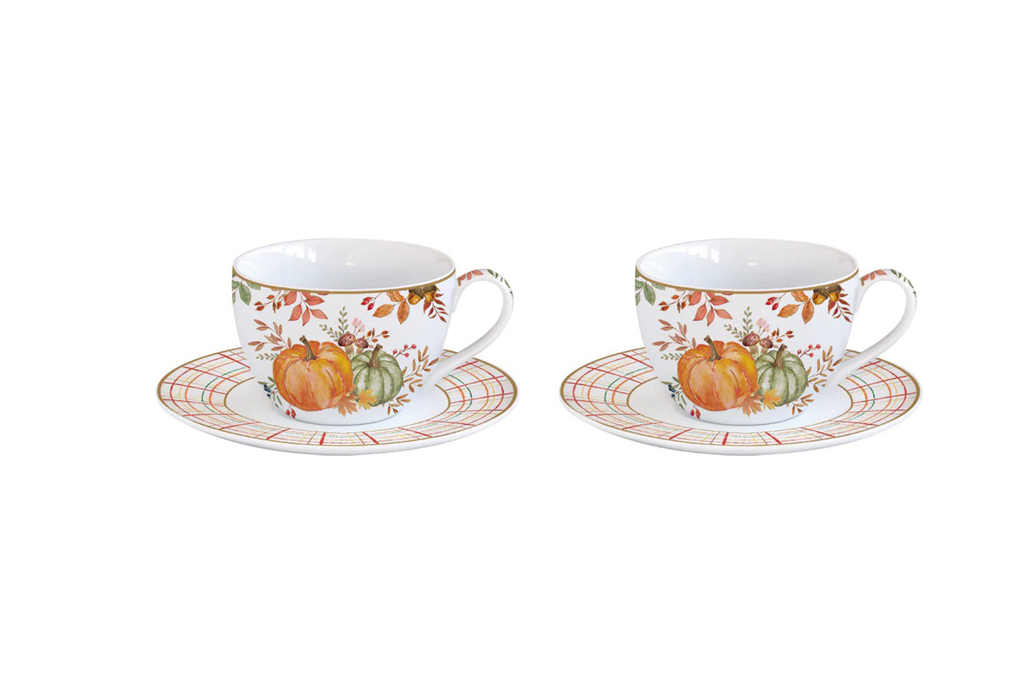 Set due tazzine da caffè espresso con piattino in porcellana. Capacità 110 ml. Linea Harvest di Easy Life