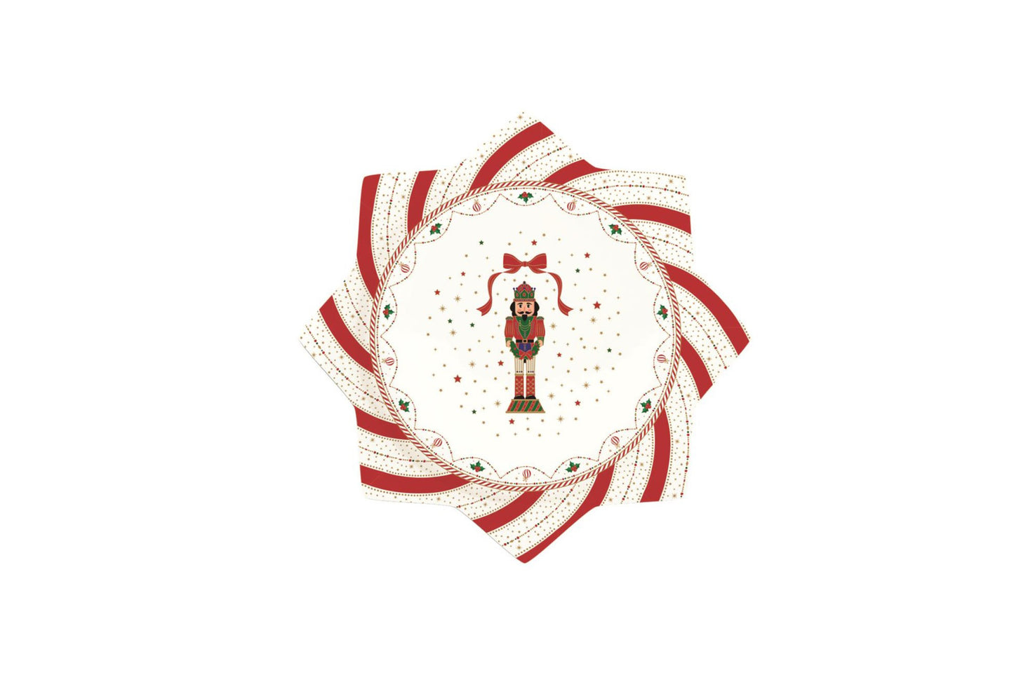 Piatto torta in porcellana con scatola regalo. Misura 32 cm. Collezione Nutcracker twist di Easy Life