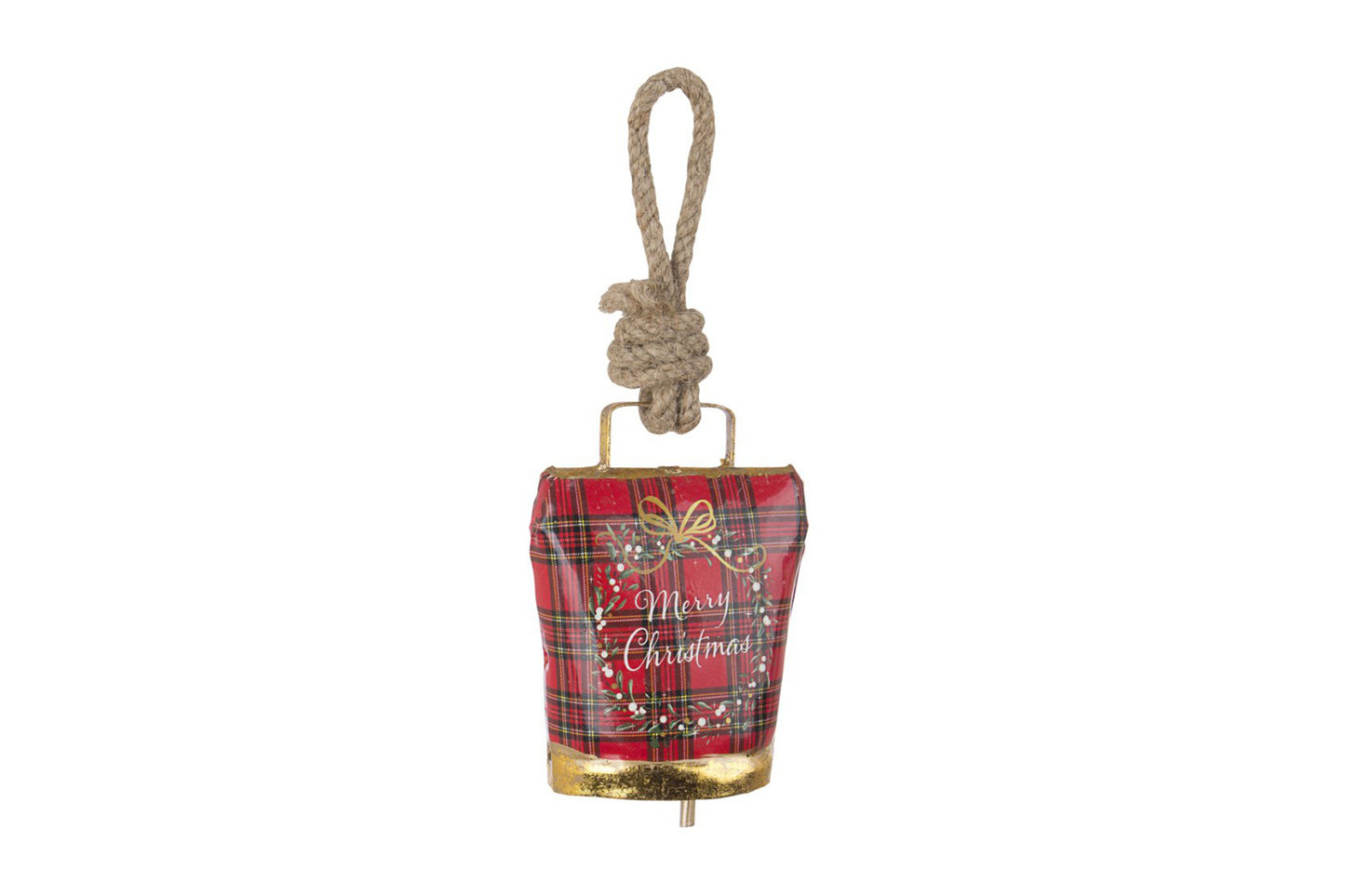 Campana Metallo Tartan Merry xmas cm.11,5
