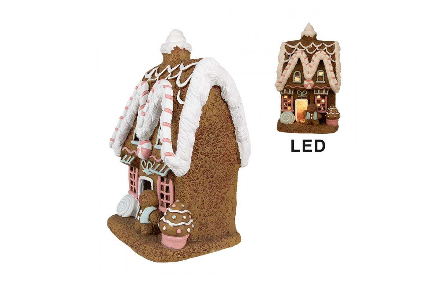 Clayre & Eef Casa di pan di zenzero realizzata in poliresina con LED 22x18x39 cm