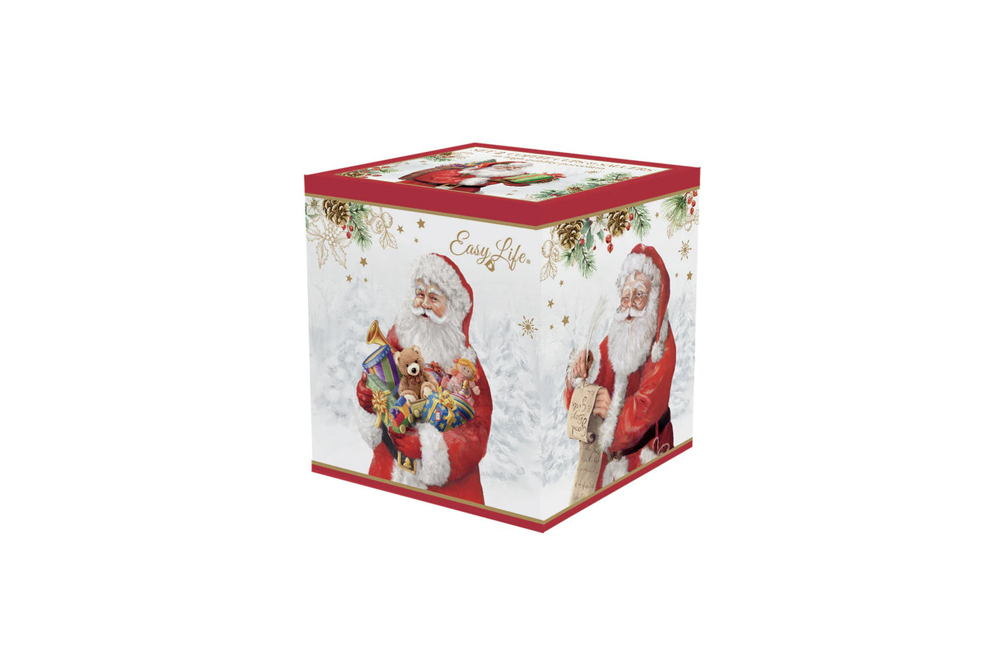 Set due tazzine da caffè con piattino in porcellana con scatola regalo. Capacità 75 ml. Linea Santa is coming di Easy Life