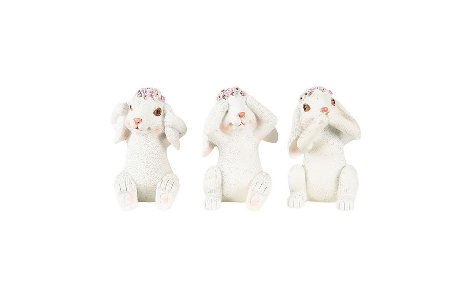 Set tre coniglietti in resina -non vedo, non sento,non parlo (19x7x9) Clayre & Eef
