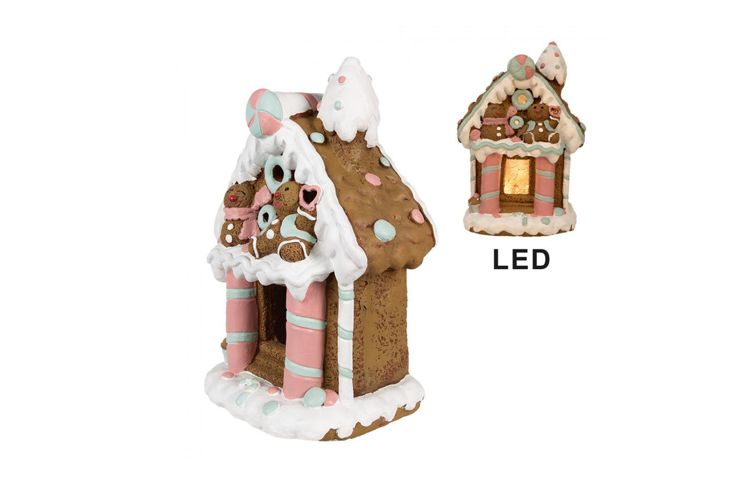 Clayre & Eef Casa di pan di zenzero realizzata in poliresina con LED 26x20x37 cm