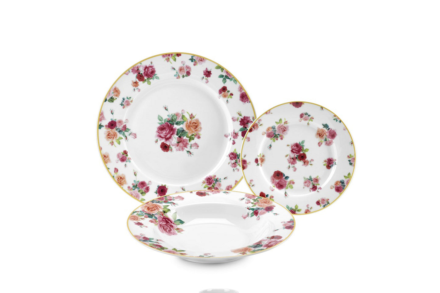 Fade Maison Servizio di piatti Rosemary per 6 persone realizzato in fine porcellana
Il servizio è realizzato in porcellana ed è composto da: 6 piatti fondi (cm. 23), 6 piatti piani (cm. 27), 6 piatti frutta (cm. 19)