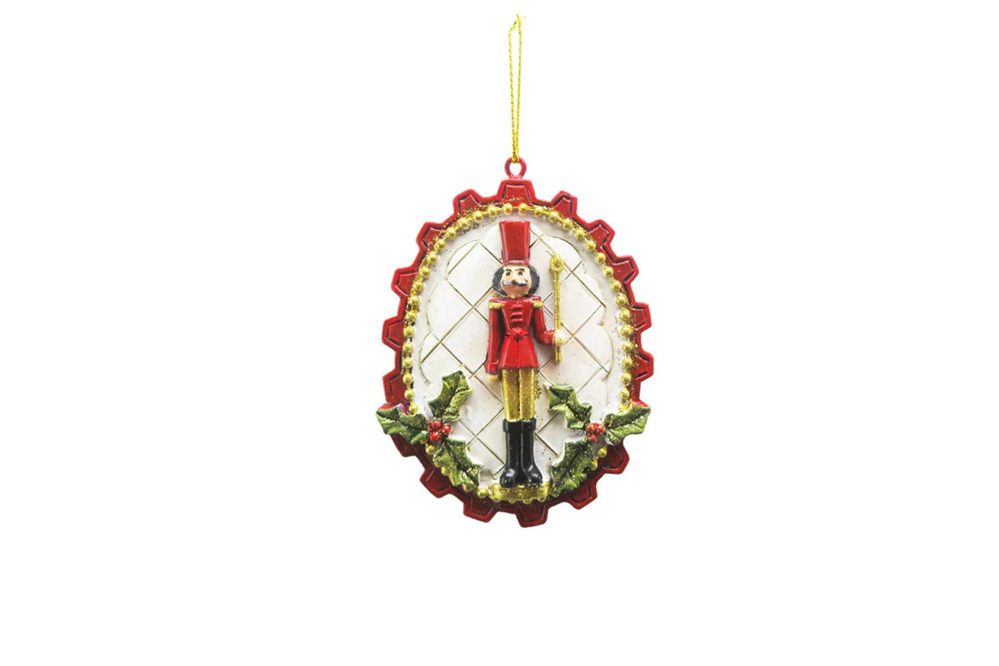 CLAYRE & EEF Decorazione Natalizia ciondolo schiaccianoci per albero in poliresina 6x1x8 cm