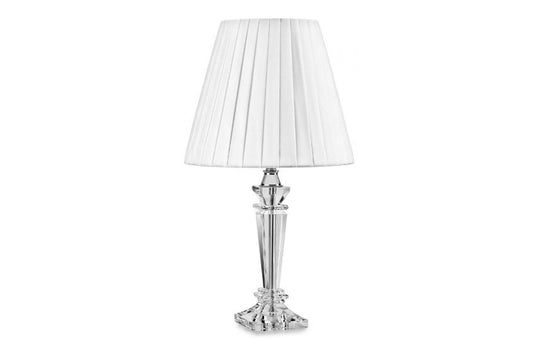 Lampada da Tavolo linea Ischia Penso per Fade Maison
materiali: vetro cristallo (base) - tessuto (cappa)
altezza totale 63 cm