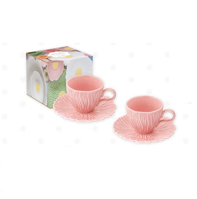 Easy Life Set due tazzine da caffè con piattino a forma di fiore 80 ml Dasy