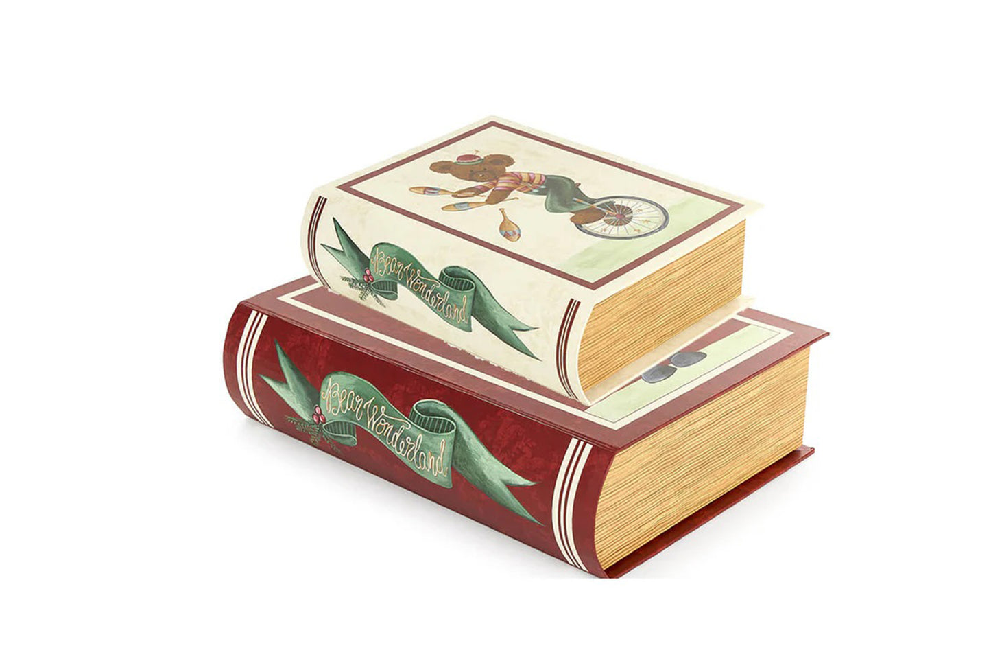 Nuvole Di Stoffa Set 2 scatole libro in cartone BEAR WONDERLAND Misure: 15/21,6 cm