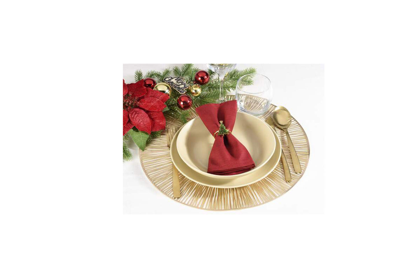 Set sei portatovaglioli in metallo con decorazione natalizia. Assortiti nei decori cm 4 x 4,5 x 4 H