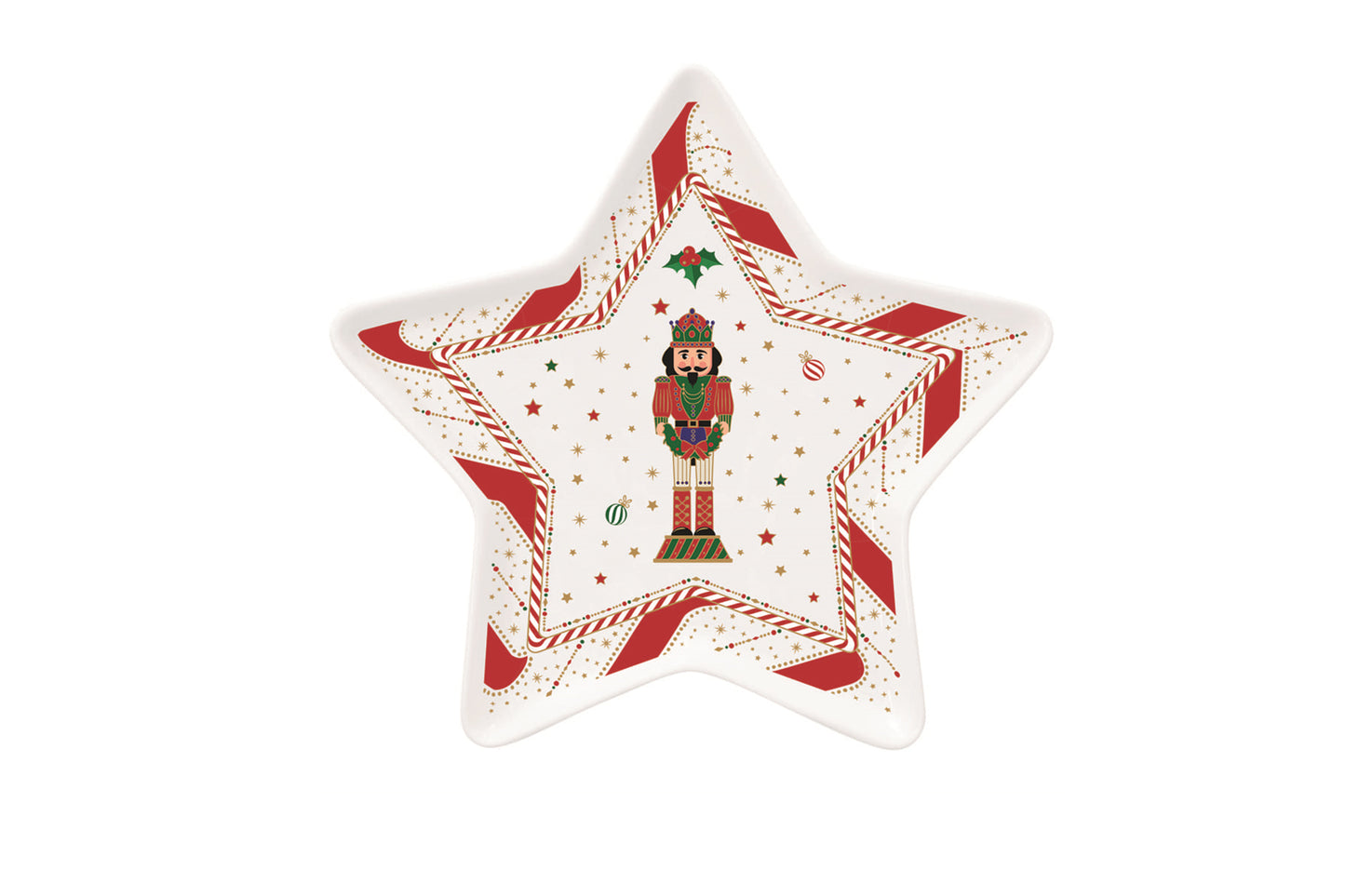 Easy LIfe Nutcracker twist. Piatto in porcellana a forma di stella con scatola regalo. Misura 19.5 cm
