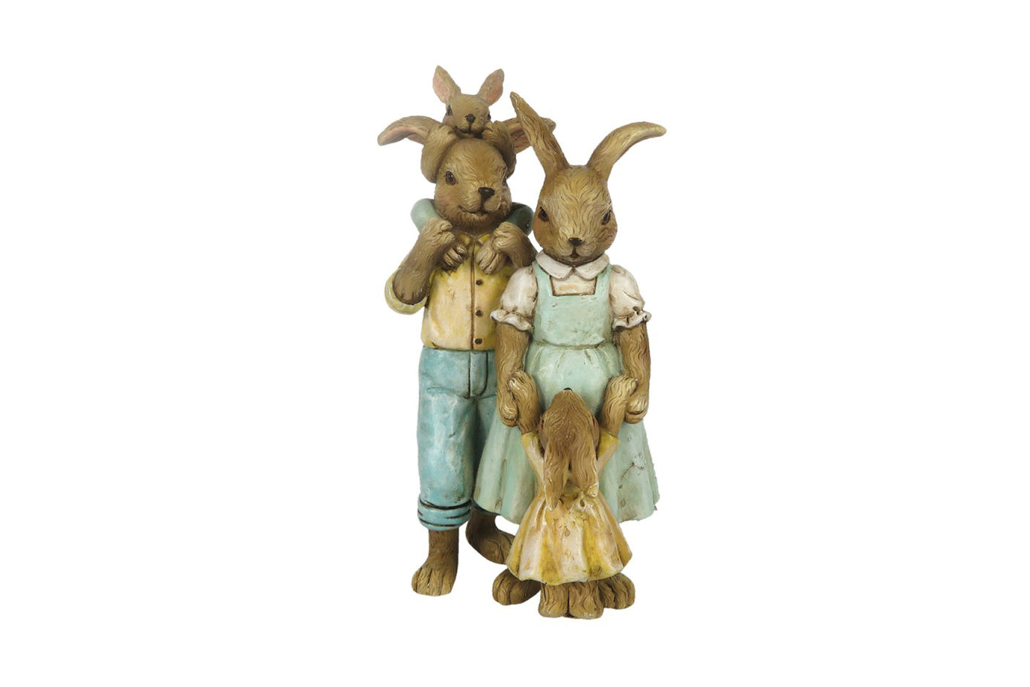 Statuetta in poliresina Famiglia di coniglietti. h 15 cm. Claure & Eef