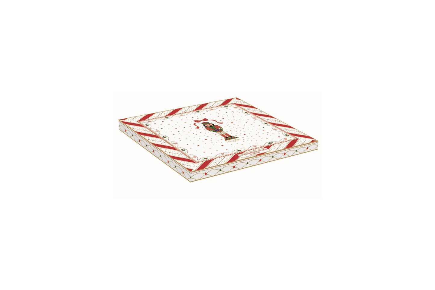 Piatto torta in porcellana con scatola regalo. Misura 32 cm. Collezione Nutcracker twist di Easy Life