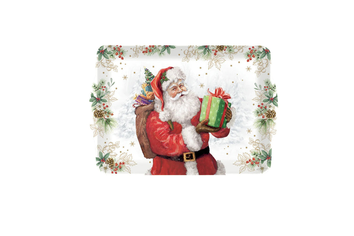 Vassoio in melamina con manici. Misura 33x22. Linea Santa is coming di Easy Life