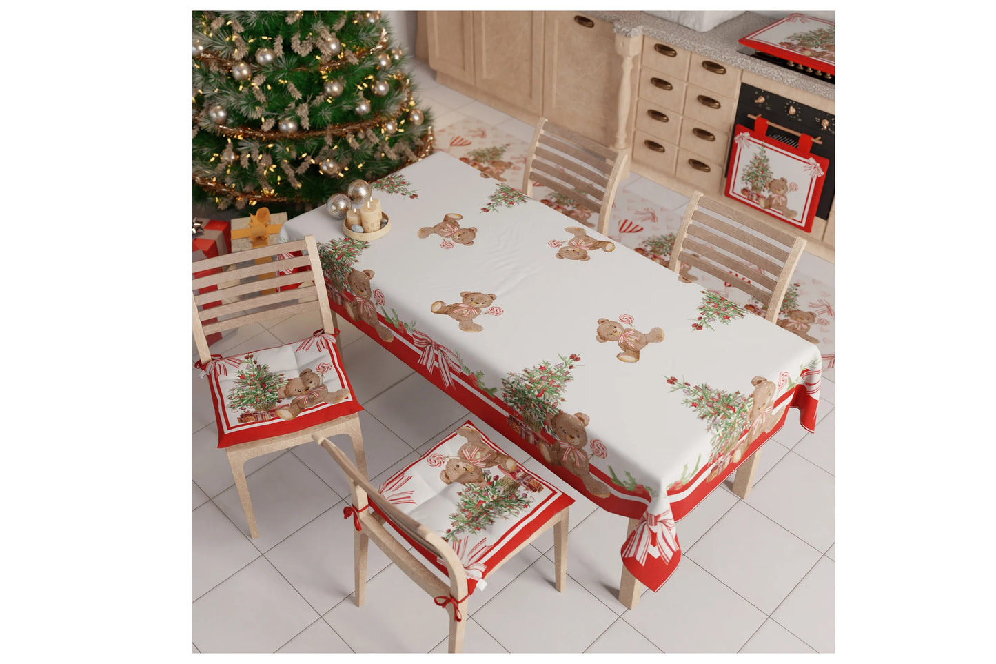 Tovaglia natalizia antimacchia in microfibra per dodici posti tavola. Misure 140x240 cm
Stampa digitale in altissima definizione.
Prodotto 100% Made in Italy
Consigliato il lavaggio a mano con spugna e detersivo liquido