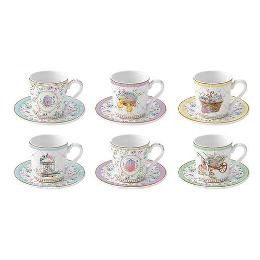 Easy Life Set sei tazzine da caffè con piattini in gift box 100 mll Spring Bloom