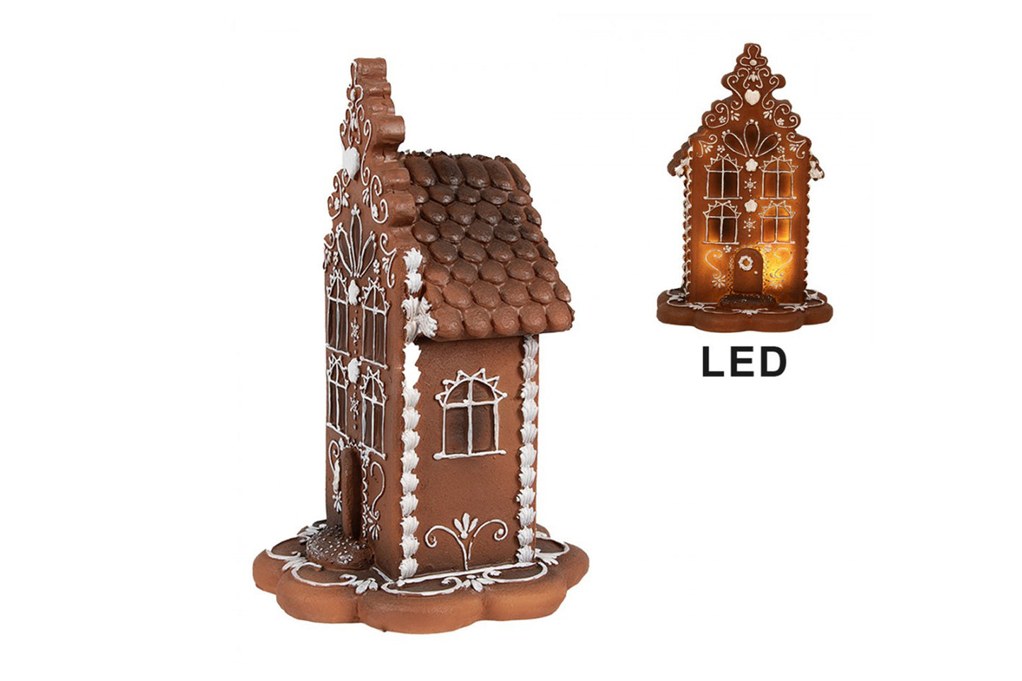 Clayre & Eef Casa di pan di zenzero con led realizzata in poliresina 13x13x20 cm