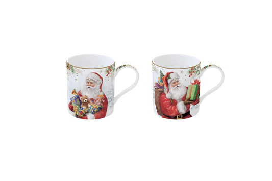 Set due mug in porcellana con scatola regalo. Capacità 350 ml. Linea Santa is coming di Easy Life