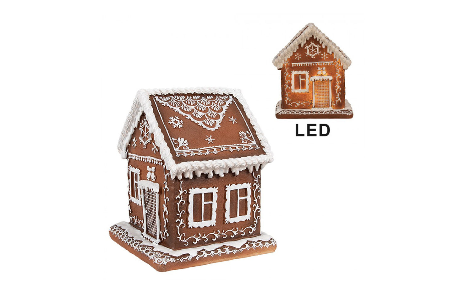 Clayre & Eef Casa di pan di zenzero con led realizzata in poliresina 13x13x15