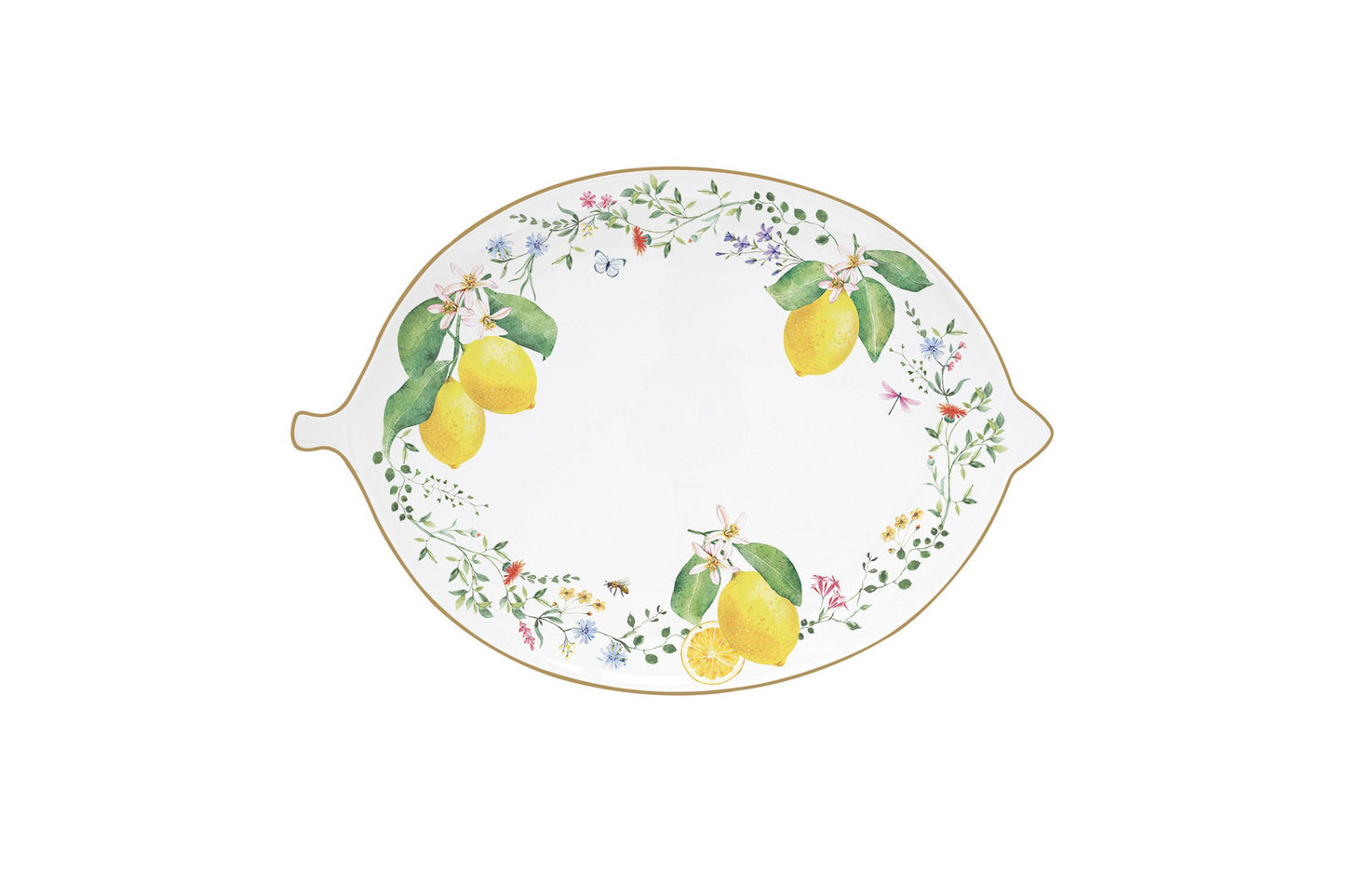 Easy Life Vassoio in porcellana 30x21,5 cm Collezione Fleurs et citrons