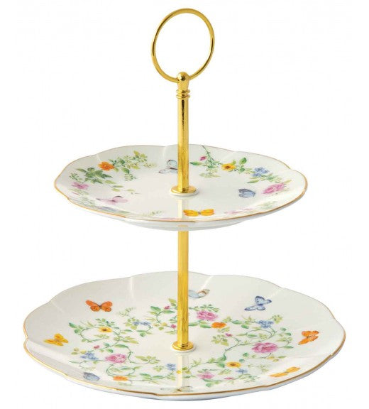 Easy Life Alzata torta a due piani diametro piatti 16/21 cm in porcellana in gift box Dancing Butterflies