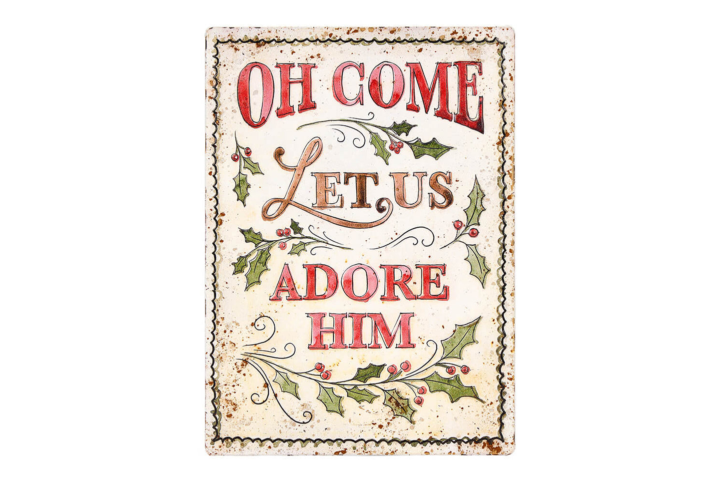 Nuvole di Stoffa Quadro Natalizio in metallo con scritte in rilievo Cartolina di Natale 25×35 cm