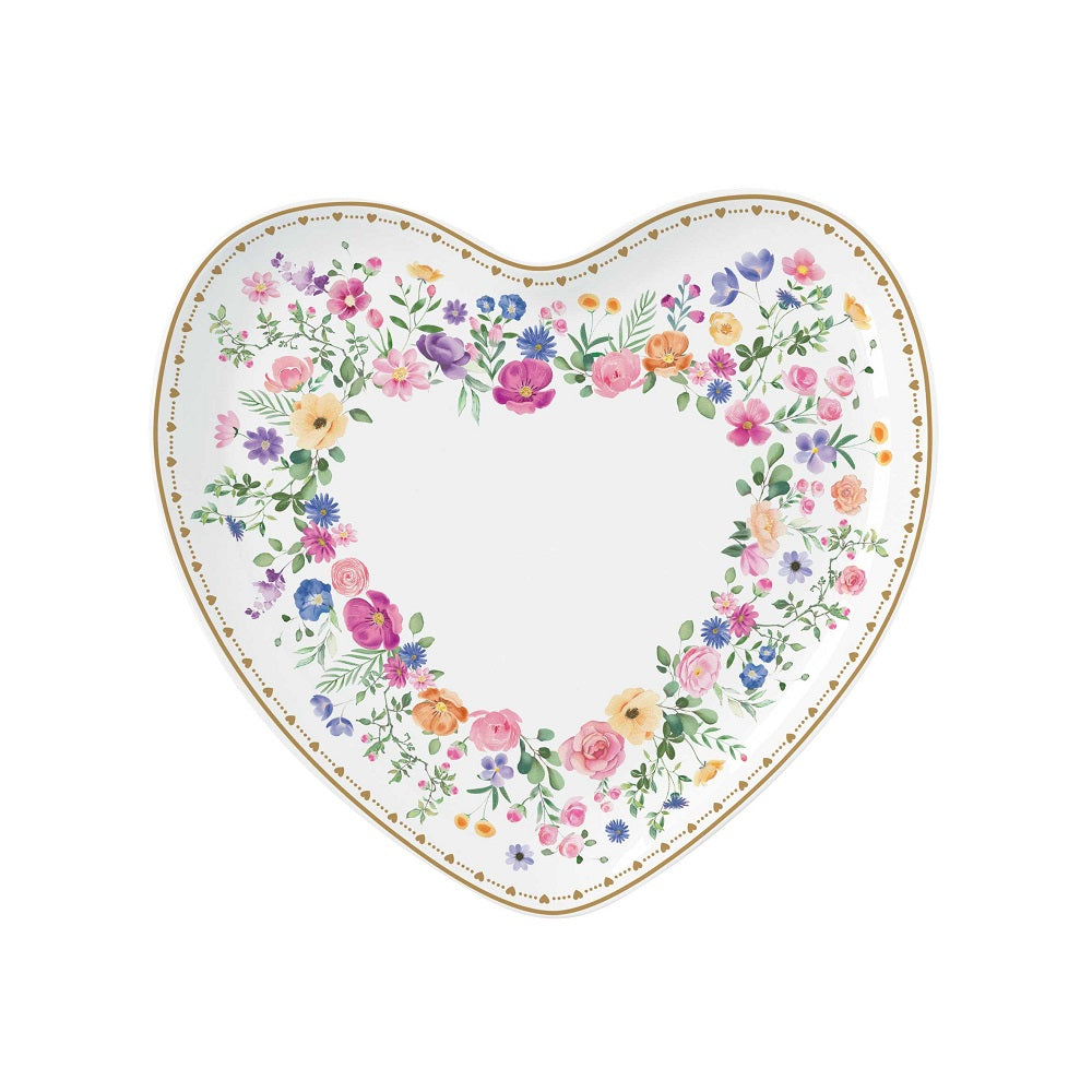 Easy Life Piatto a forma di cuore in porcellana con gift box 20x19 cm Mon Amour