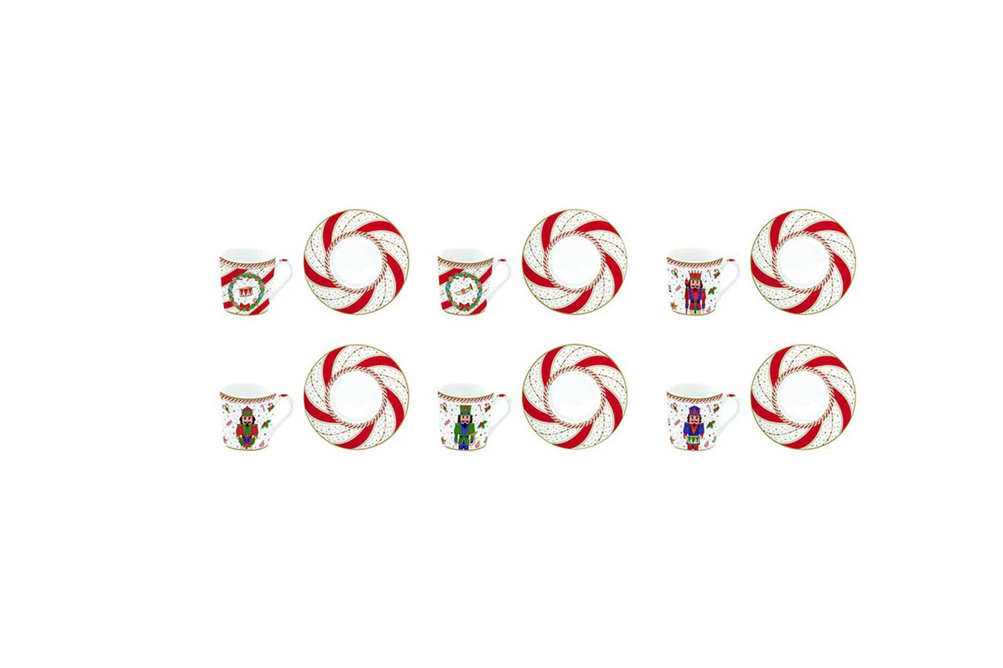 Set 6 tazzine da caffè con piattini in porcellana con scatola regalo. Capacità 100 ml. Collezione Nutcracker twist di Easy LifeSet 6 tazzine da caffè con piattini in porcellana con scatola regalo. Capacità 100 ml. Collezione Nutcracker twist di Easy Life