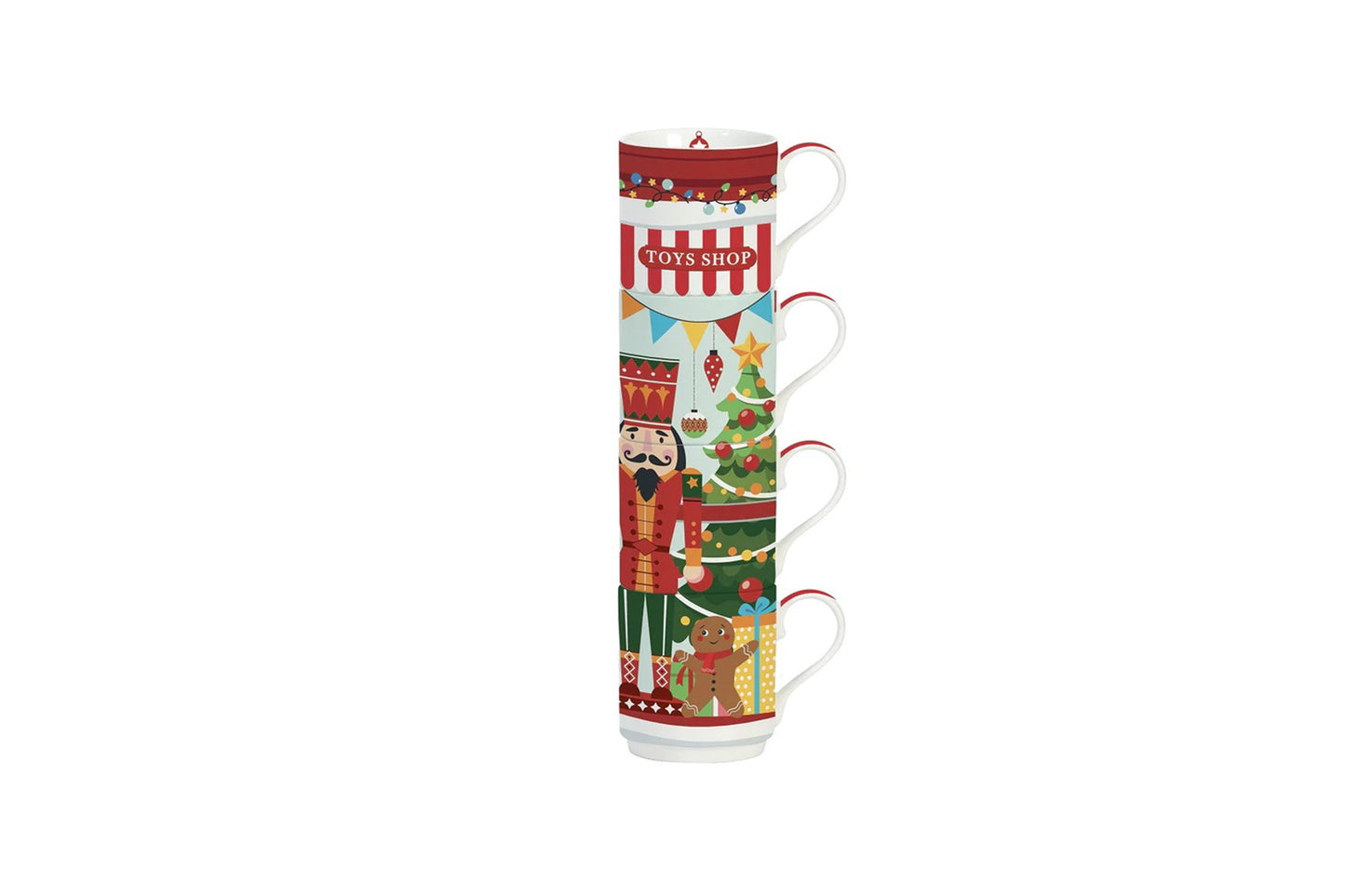 Set 4 tazze in porcellana impilabili da 275 ml. Easy Life
