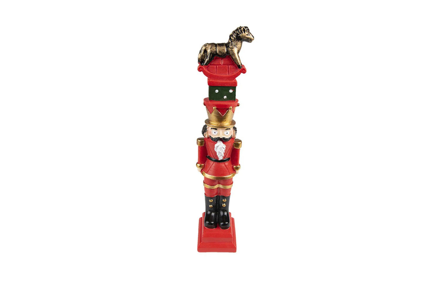 Clayre & Eef Decorazione natalizia schiaccianoci rosso in poliresina 8x7x33 cm