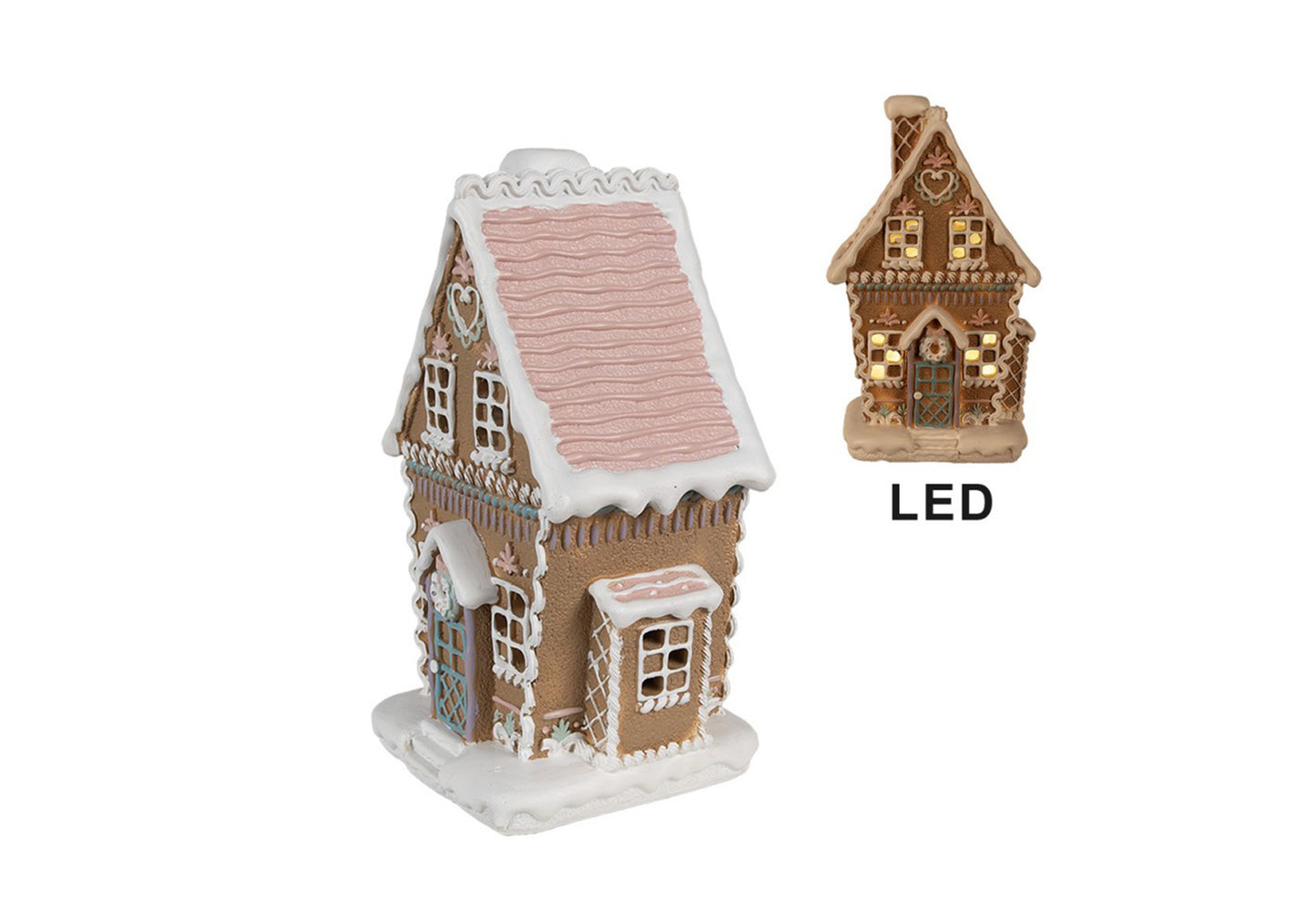 Clayre & Eef Casa pan di zenzero con led 13x10x21 cm