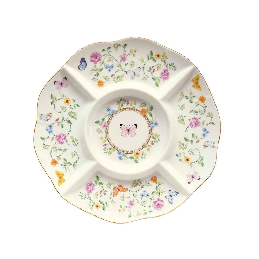 Easy Life Piatto aperitivo in porcellana diametro 25,5 cm in gift box Dancing Butterflies
