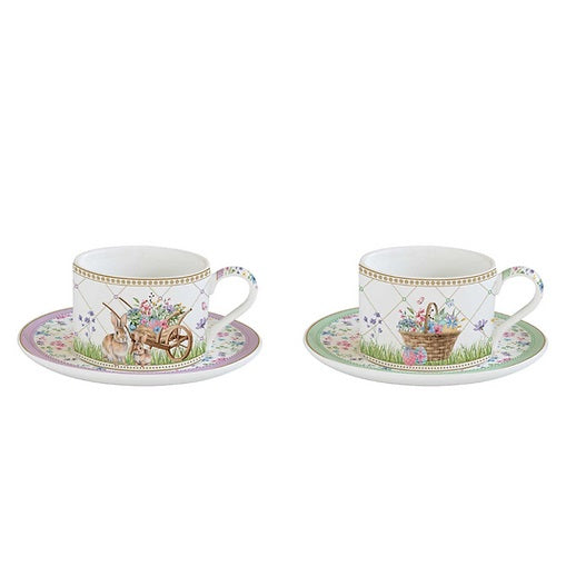 Easy Life Set due tazze con piattino in gift box Spring Bloom 240 ml
