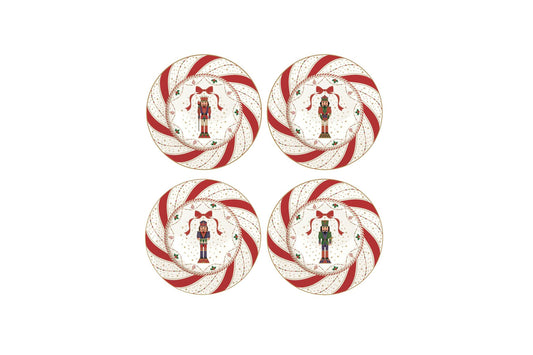 EASY LIFE Nutcracker Twist Schiaccianoci. Set 4 piatti dessert in porcellana in scatola reagalo. Diametro piatto 19 cm.