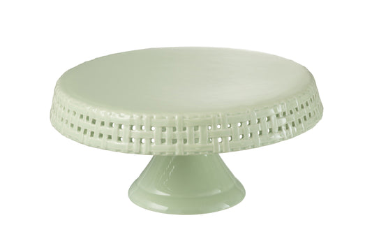 Alzata- piatto torta ceramica verde (25x25x11,5) Jolipa