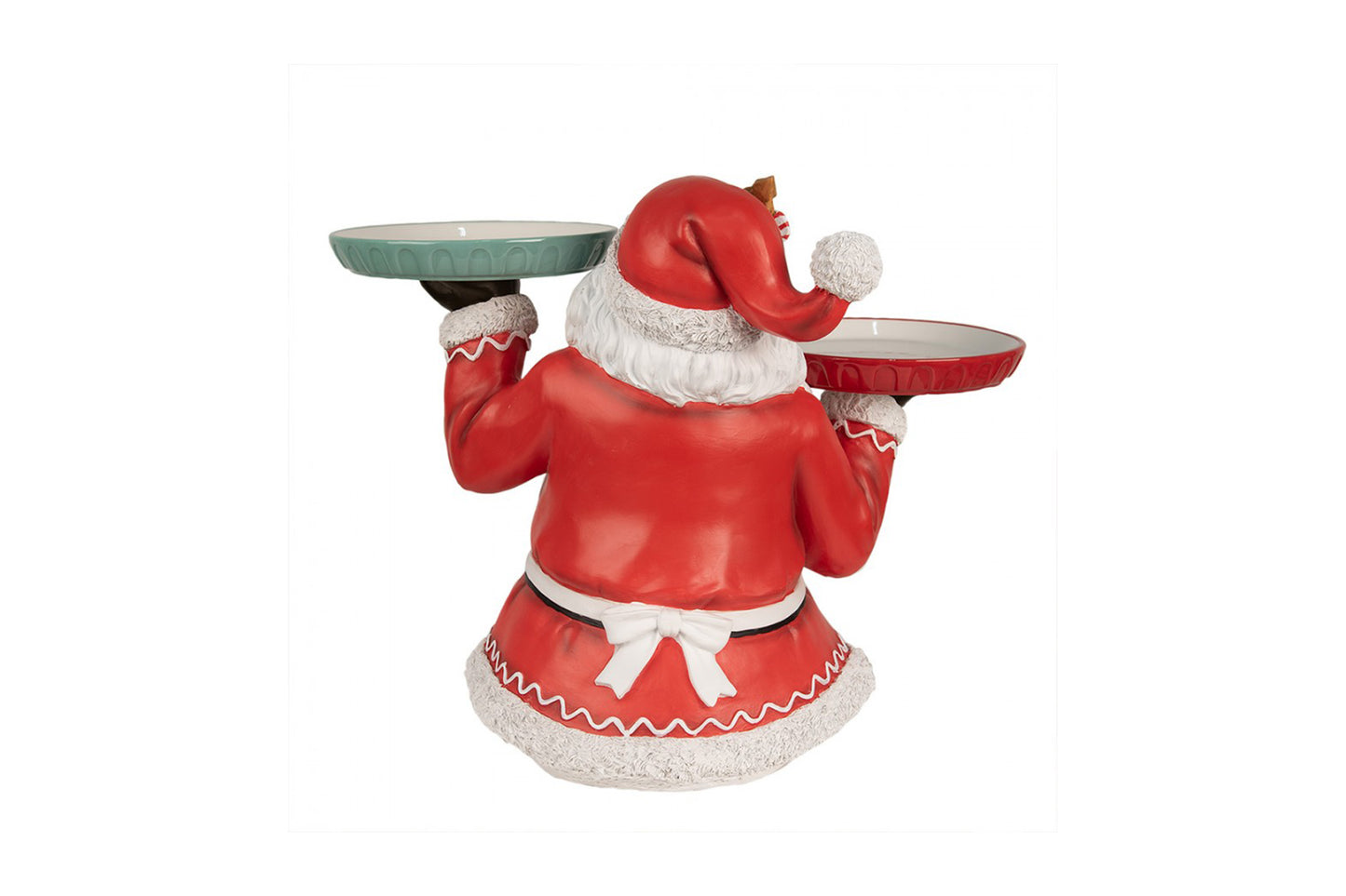 Clayre & Eef Babbo Natale decorativo in resina che mantiene due vassoi in ceramica 55x33x44 cm