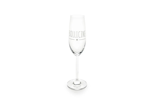 Nuvole di Stoffa Set 2 bicchieri champagne in vetro con dedica "Bollicine" 240 ml