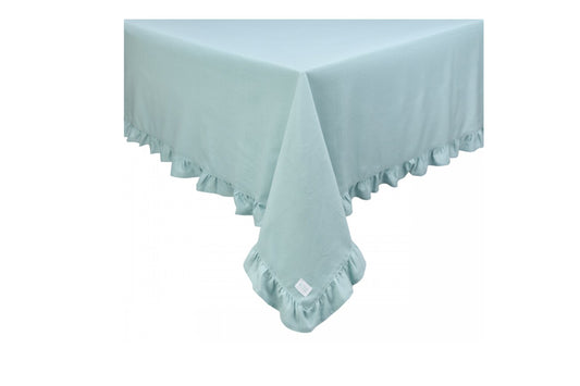 Tovaglia con balza Demetra color  tiffany  in 100 % cotone (150x200+ 6 cm di balza)