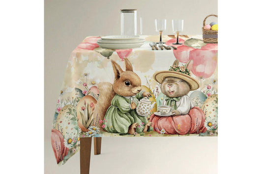 Tovaglia in 100% cotone della Linea Friends da 12 posti tavola 140x250 cm