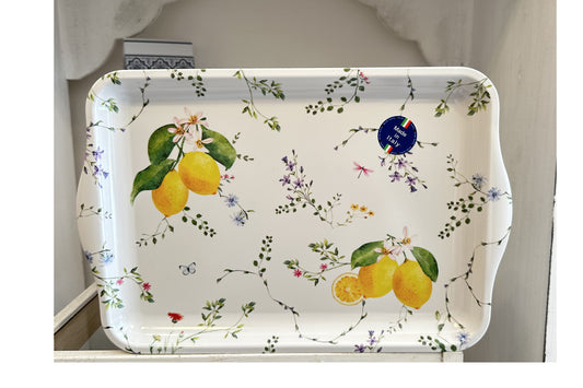 Easy Life Vassoio in melamina con manici 33x22 Fleurs et Citrons